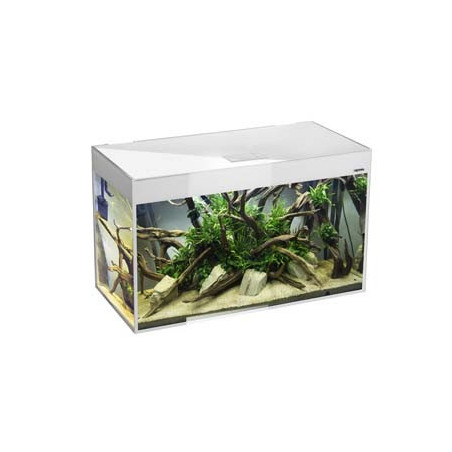 *AQUARIUM GLOSSY 80 BLANC D&N led 2x14w 80x35x54cm 125L (sur commande)