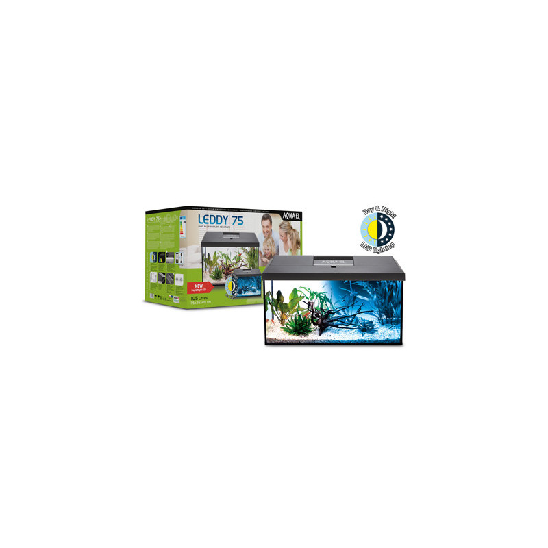AQUARIUM LEDDY 75 NOIR D&N 2.0 équipé 75x35x40cm 105L