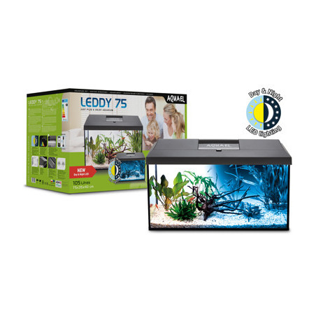 AQUARIUM LEDDY 75 NOIR D&N 2.0 équipé 75x35x40cm 105L