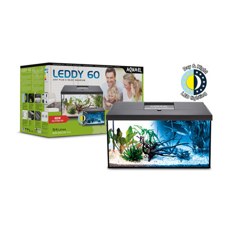 AQUARIUM LEDDY 60 NOIR BIO D&N équipé 60x30x30cm 54L