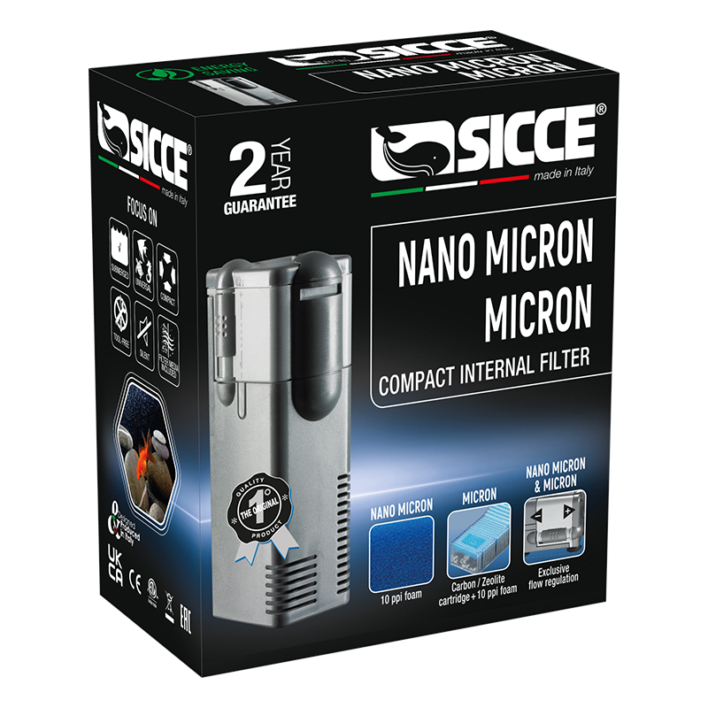 Filtre interne SICCE Micron 300 L/h – Compact pour nano‑aquarium